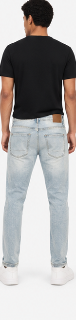 AERO Light Wash Ripped Slim Jeans — model back