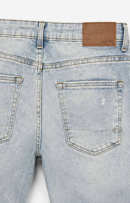 AERO Light Wash Ripped Slim Jeans — detail 4