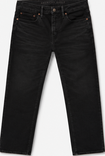 American Eagle Black Cropped Straight Jeans — detail 1