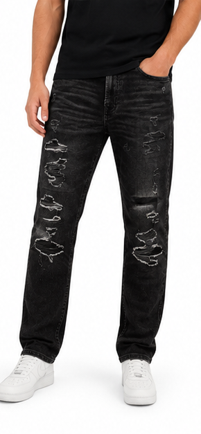 American Eagle Black Ripped Slim Jeans — model front