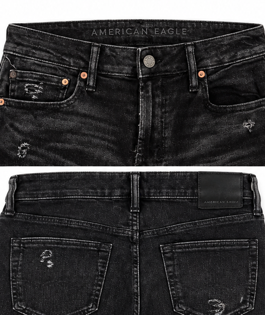 American Eagle Black Ripped Slim Jeans — detail 4
