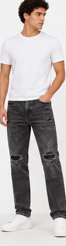 American Eagle Charcoal Ripped Straight Jeans — model front