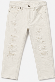 American Eagle White Distressed Straight Jeans — detail 1