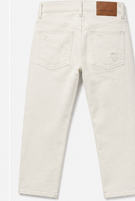 American Eagle White Distressed Straight Jeans — detail 2