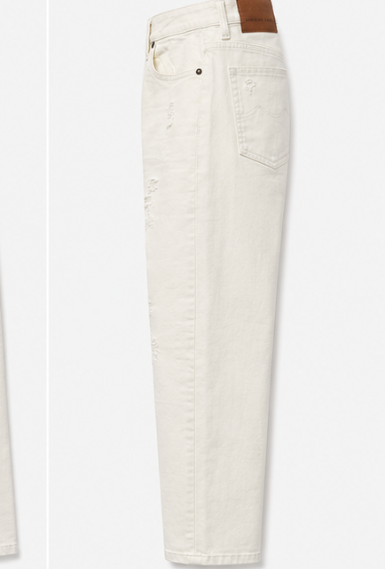 American Eagle White Distressed Straight Jeans — detail 3