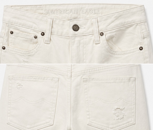 American Eagle White Distressed Straight Jeans — detail 4