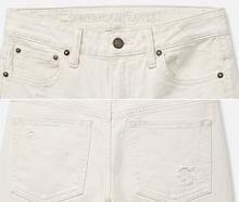 American Eagle White Distressed Straight Jeans — detail 4