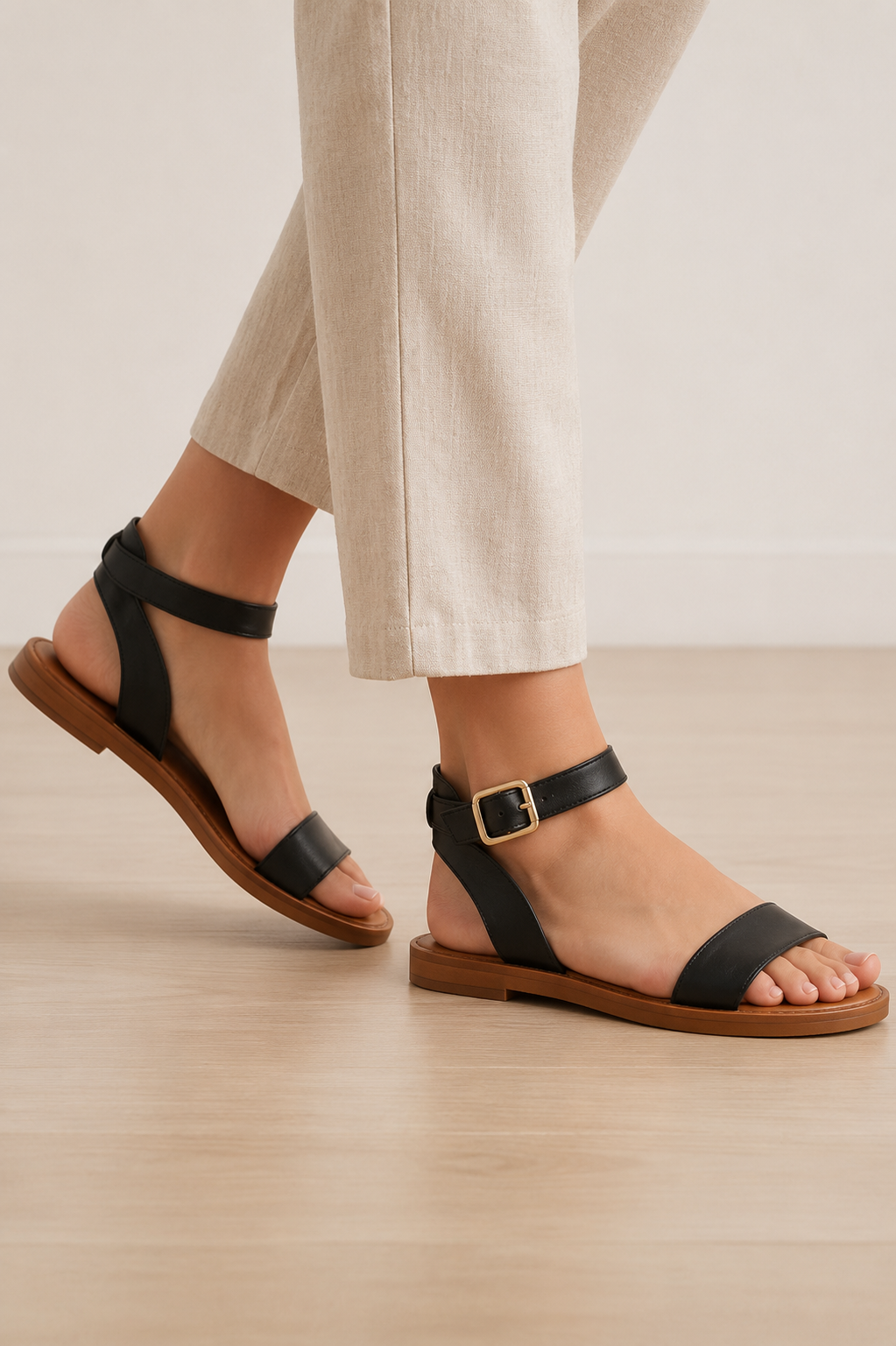 Flat Black Sandals