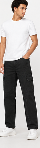 Bershka Black Cargo Jeans — model front