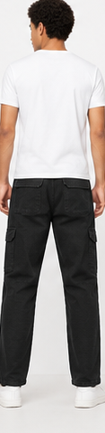 Bershka Black Cargo Jeans — model back
