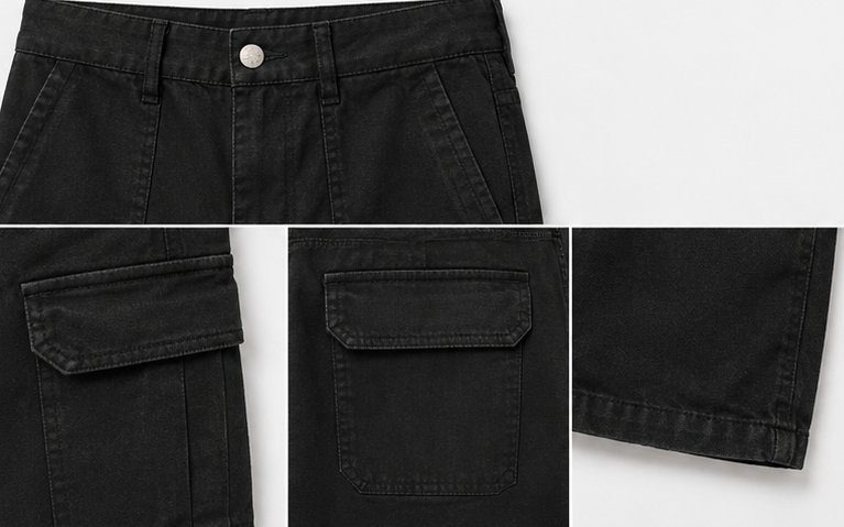 Bershka Black Cargo Jeans — detail 4