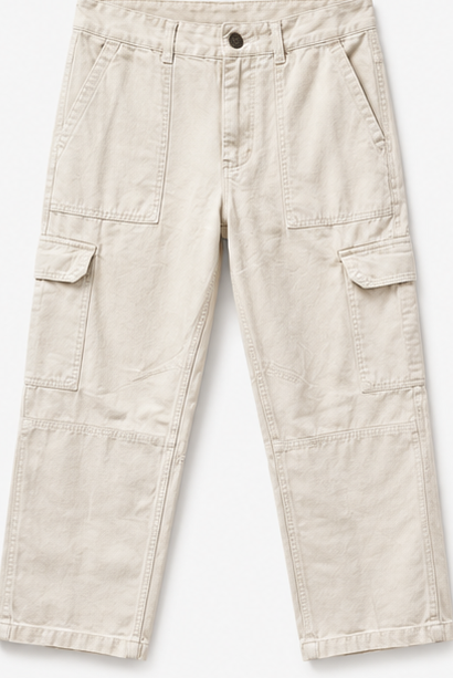 Bershka Ecru Cargo Jeans — detail 1