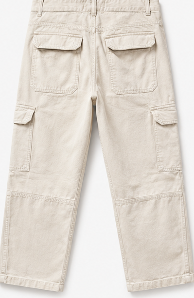 Bershka Ecru Cargo Jeans — detail 2