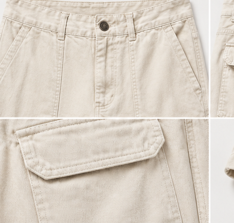 Bershka Ecru Cargo Jeans — detail 4