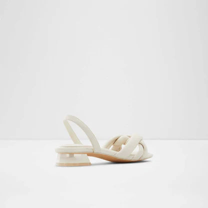Heeled Low White Sandals