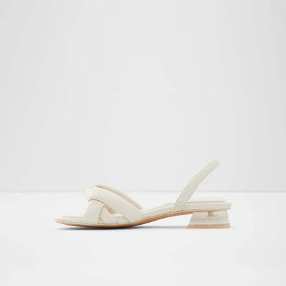 Heeled Low White Sandals