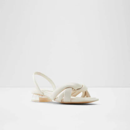 Heeled Low White Sandals