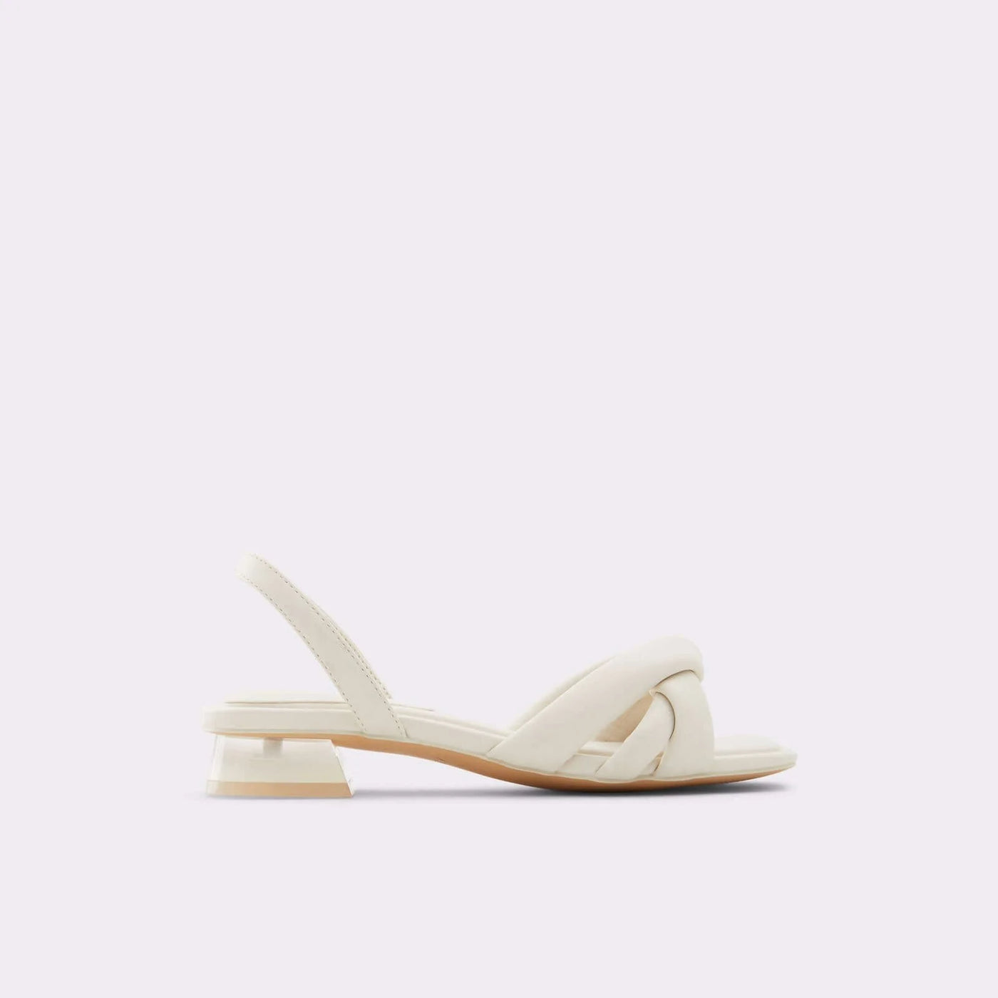 Heeled Low White Sandals