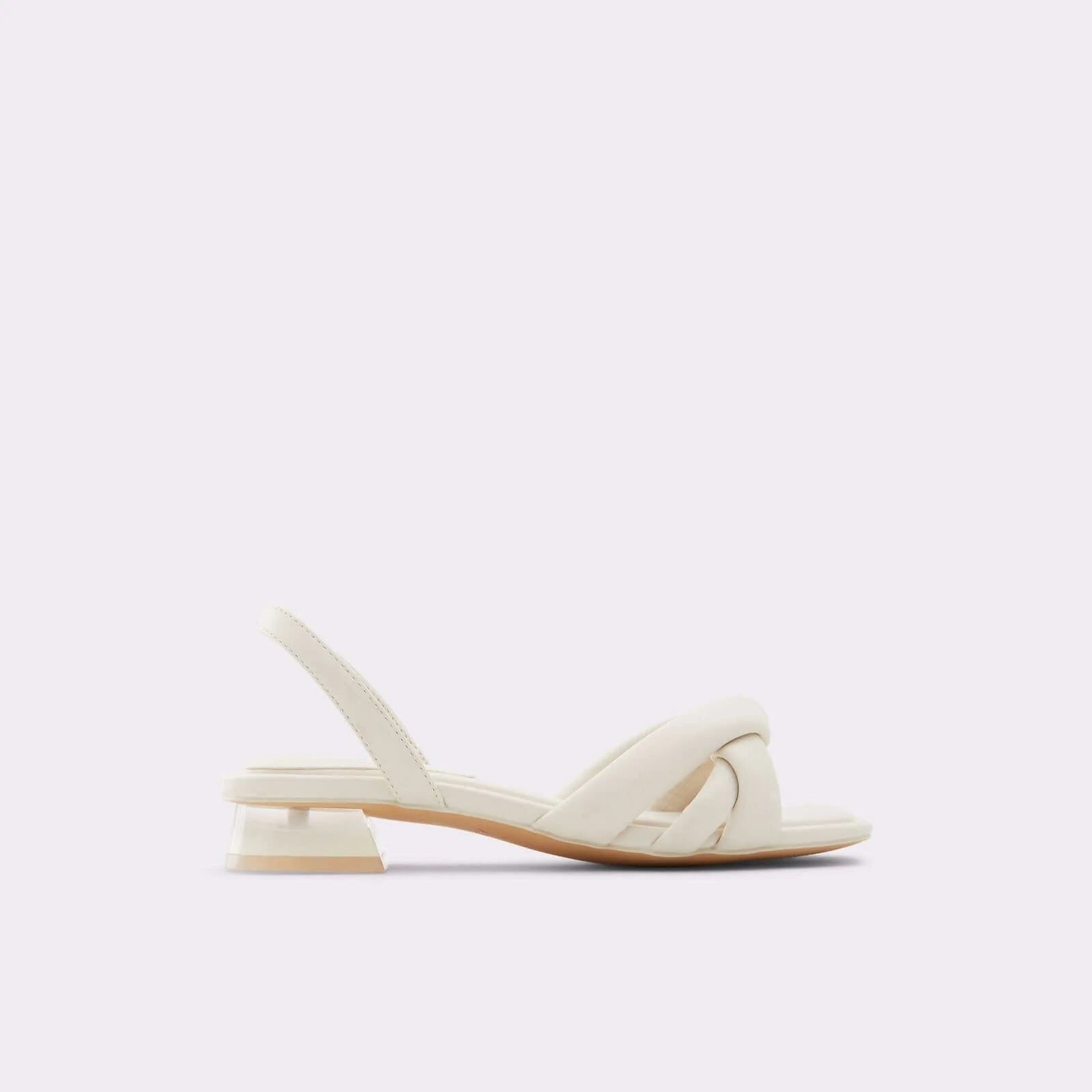 Heeled Low White Sandals