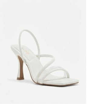 Heeled Slim-heel White Sandals