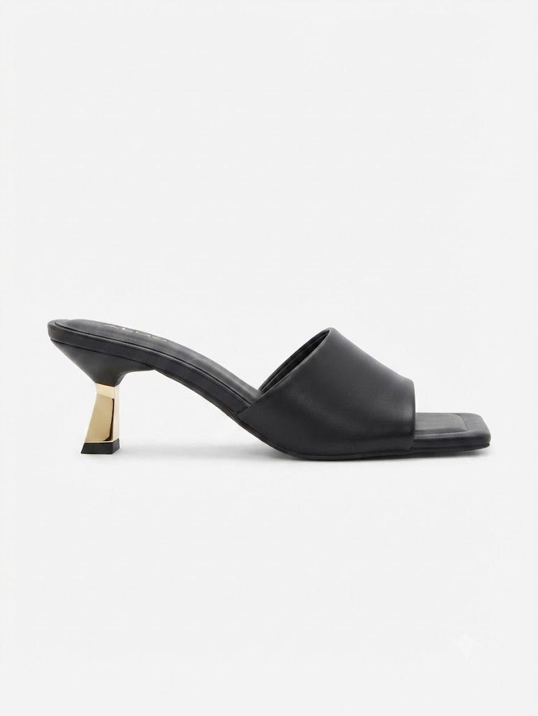 Heeled Black Mules