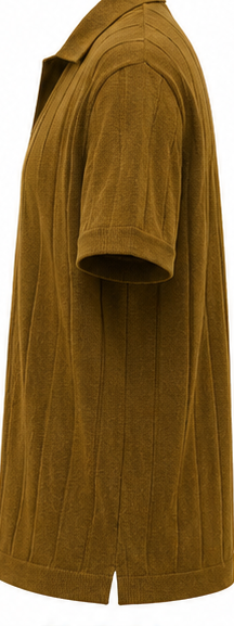 Celio Mustard Ribbed Open-Collar Polo - product detail
