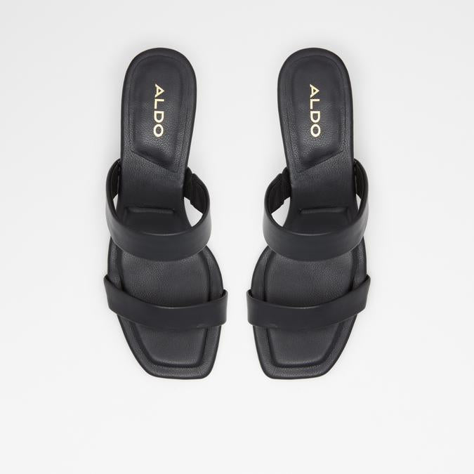Heeled Glossy Black Mules