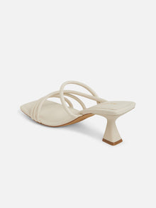 Heeled Slim-heel White Mules