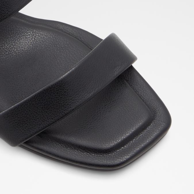 Heeled Glossy Black Mules