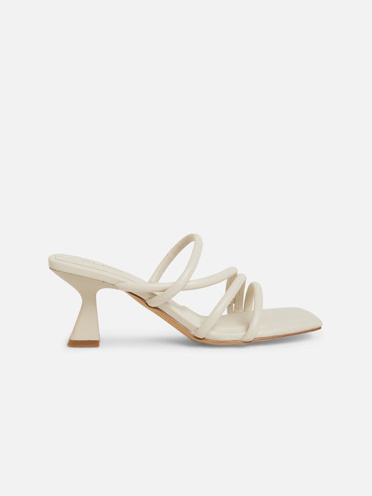 Heeled Slim-heel White Mules
