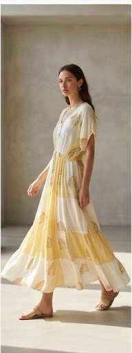 Hobz Dress 1703- Yellow