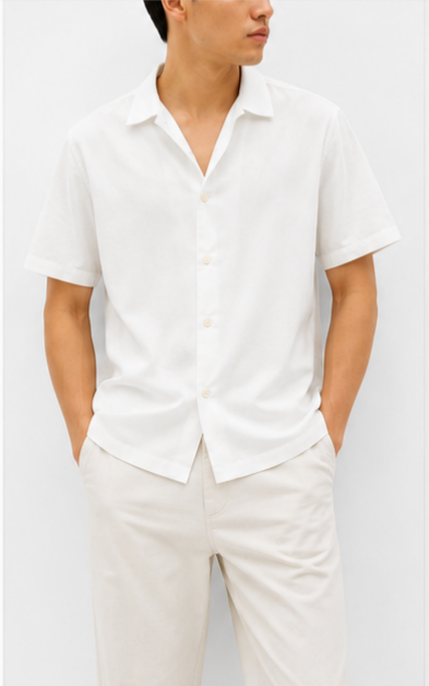 H&M White Resort Shirt - model view