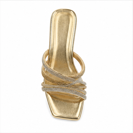 Heeled High Gold Mules
