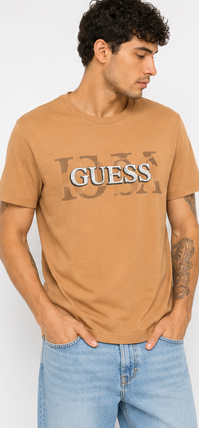 GUESS Tan Men's T-Shirt – Style 006 view 1