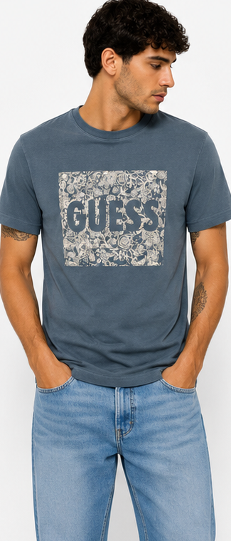 GUESS Slate Blue Men's T-Shirt – Style 015 view 6