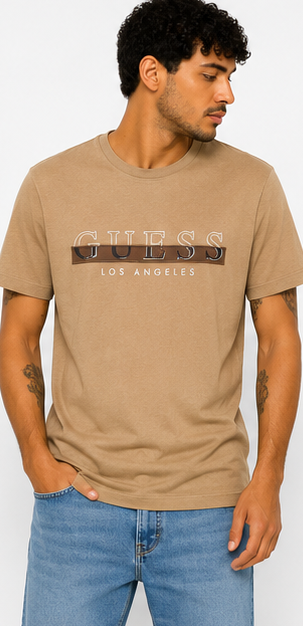 GUESS Tan Men's T-Shirt – Style 020 view 1