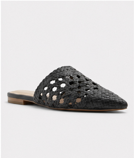 Flat Open-toe Black Mules