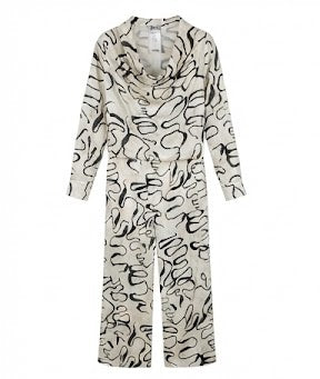 Hobz 1735 Abstract Print Draped Jumpsuit – Ivory & Black
