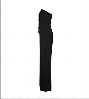 Hobz 5345 Strapless Button Detail Wide Leg Jumpsuit – Black