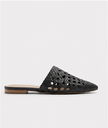 Flat Open-toe Black Mules