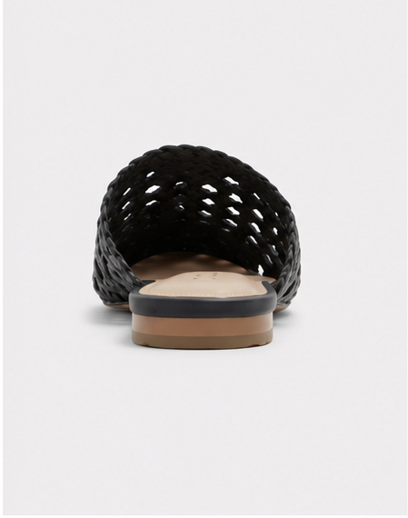 Flat Open-toe Black Mules