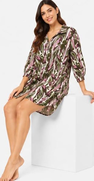 Max Abstract Print Tunic Nightdress — model front