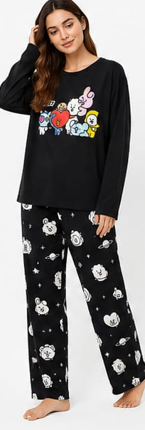 Max Black Cartoon Print Pajama Set — detail 4