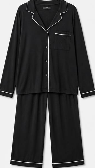 Max Black Piped Long-Sleeve Pajama Set — detail 1