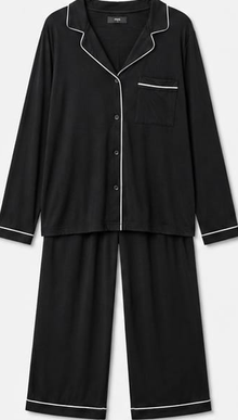 Max Black Piped Long-Sleeve Pajama Set — detail 1