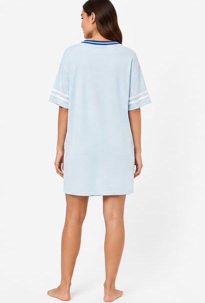 Max Blue Teddy Print Nightshirt — model back