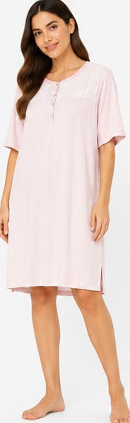 Max Blush Pink Button Nightdress — model front