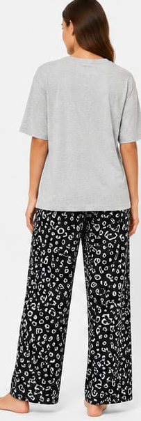 Max Grey Mood Queen Pajama Set — model back