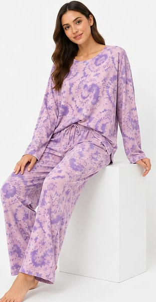 Max Lavender Paisley Pajama Set — model front