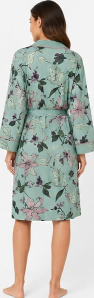 Max Mint Floral Satin Robe — model back